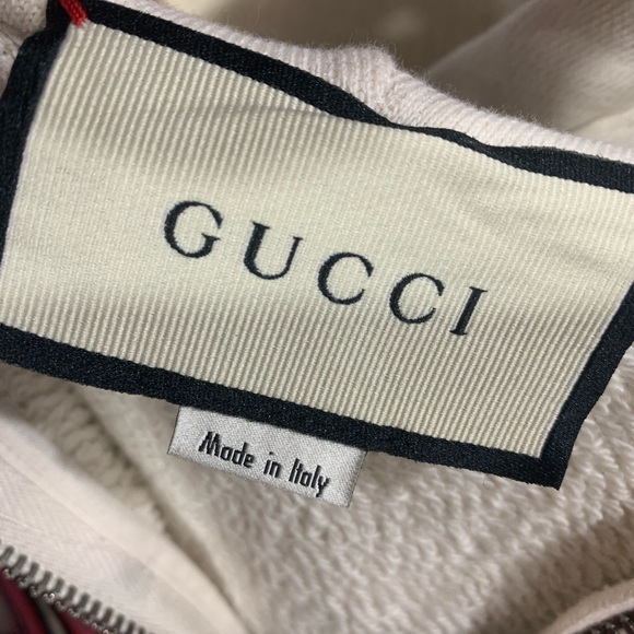 Gucci Game Logo Felted Cotton Jersey Zip Hoodie In White - Picture 2 of 4